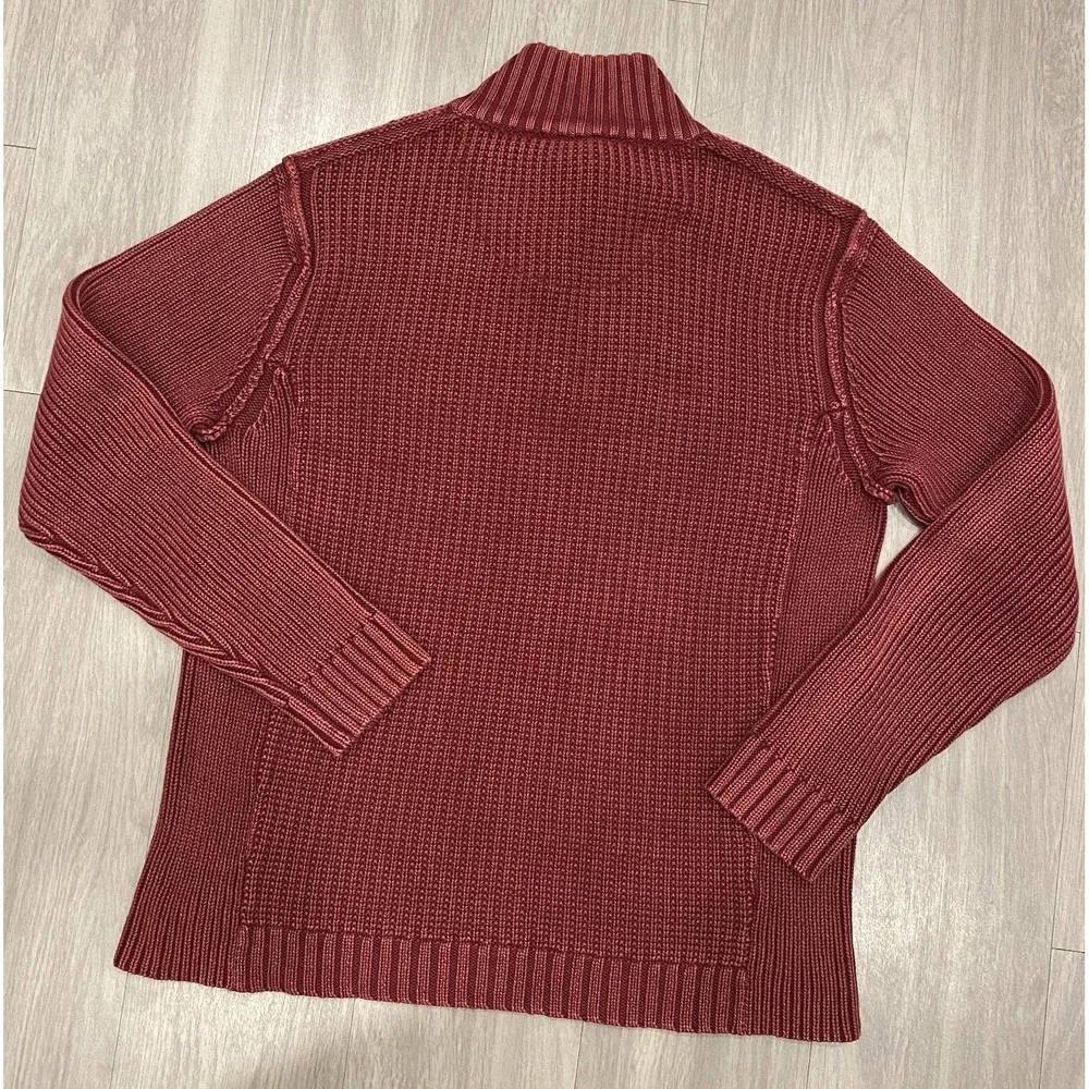 Carbon2Cobalt‎ Mens Sweater Red Large L Knit Button Cotton Heavy Warm EUC